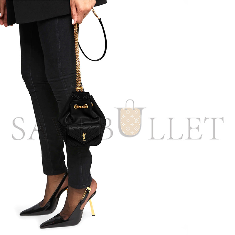 Y*L lambskin matelasse monogram joe nano bucket bag black (18*13*10cm)